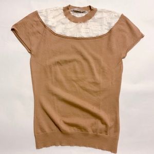 Ports 1961 “Malt” Cashmere top w/ Lace Size Small